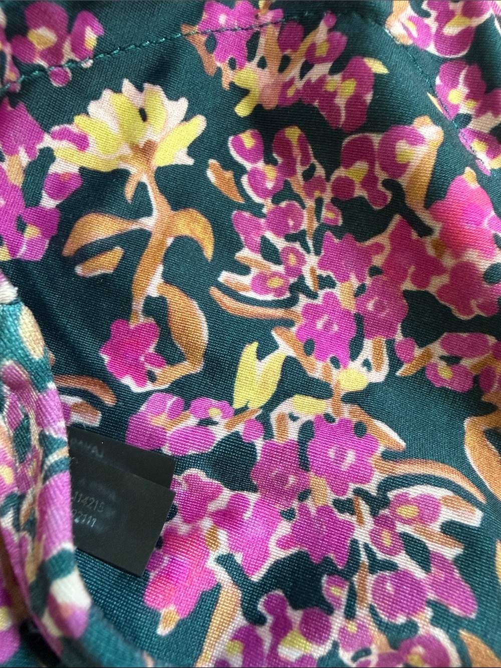 Vix Dark Green Floral Bikini with Pink & Tan Accents - Picture 3 of 3